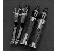 TGVSELPJ Motorcycle Part Motorcycle Brake Adjustable Clutch Levers Handbrake Hand Grips Folding Bar End Caps for Kawasaki Z250SL Z250 SL 2014-2025(Black- Silver)