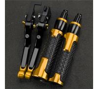 TGVSELPJ Motorcycle Part Motorcycle Brake Adjustable Clutch Levers Handbrake Hand Grips Folding Bar End Caps for Kawasaki Z1000 2003-2006(Yellow 2)