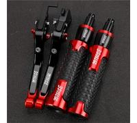 TGVSELPJ Motorcycle Part Motorcycle Foldable Adjustable Brake Clutch Levers Handlebar Grips Ends for Y-AMAHA XV750SE XV750 SE 1981-1983(Red 3)