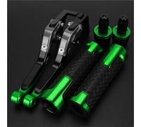 TGVSELPJ Motorcycle Part Motorcycle Folding Brake Clutch Levers Handlebar Hand Grips Ends Adjustable for Kawasaki Z300 Z 300 2008-2019(Green 2)