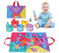 TGXLAK Montessori Toys for 1 Year Old, 22 PCS Fabric Fishing Game for Kids Baby Toys for 1 2 3 Year Old Boys Girls, Educational Learning Toys, Stacking Cups Number Counting, Shape Learning Baby Gifts