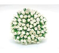 TH 100 Tiny. White Color Rose Buds Mulberry Paper Flower Craft Handmade Wedding Size 0.17" Rose Paper Flower Scrapbook for so Many Card Craft Projects