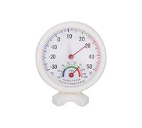 TH-108 Digital Thermo-Hygrometer, Indoor Weather Thermometer Temperature Humidity Meter Monitor Hygrometer Mini Clock-shaped Thermometer Needle Round Dial Gauges White -30~50°C H