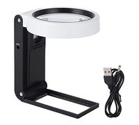 TH - 7018A Multifunctional Magnifying Glass with LED Light, Handheld Foldable Magnifier for Reading, 6X/25X High Definition Lens with and LED Lights for Home, Electronics, Medic