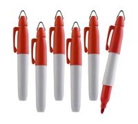 TH Golf Mini Permanent Markers | Assorted Colours | Fine Point | 6 Count (Red)