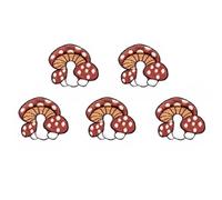 TH Patch Set of 5 Tiny Mini Brown Mushroom with Polka dot Cute Cartoon Magic Mushroom Patch Sew Iron on Embroidered Applique Badge Sign Patches Clothing Costume