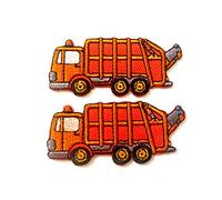 TH Set of 2 Tiny Mini Garbage Truck Cute Cartoon Patches Sew Iron on Embroidered Applique Badge Sign Patch Clothing Costume