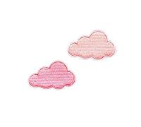 TH Set of 2 Tiny. Mini Pastel red Pink Clouds Sky Summer Patches Cute Cartoon Logo1 Patches Sew Iron on Embroidered Applique Badge Sign Patch Clothing Costume