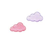 TH Set of 2 Tiny. Mini Pastel red Purple Clouds Sky Summer Patches Cute Cartoon Logo1 Patches Sew Iron on Embroidered Applique Badge Sign Patch Clothing Costume