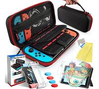 Th-some Carry Case 14 in 1 Compatible for Nintendo Switch - Accessories Bundle for Switch, Accessories Kit for Nintendo Switch, 2 Screen Protector, Joy-Con Controller Case, 4 Thumb Grip Caps