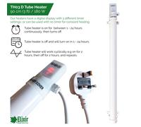 (TH03D, 90cm 180Watt, 3ft Guard) Low Energy Tube Heaters with Digital Timers | Optional Thermostats & Guards