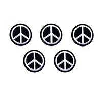 TH88 Set of 5 Tiny Mini Peace Sign Symbol Hippie Black Circle Cute Cartoon Patch Sew Iron on Embroidered Applique Badge Sign Patches Clothing Costume