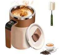 THA BORT Electric Coffee Mug with a Built-In Lcd Thermometer, Automatic Self Stirring Coffee Cup, Smart Self-Stirring & Temperature Display Mugs Stirs Itself, Rechargeable, 400ml/14oz, Stainless Steel
