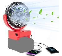 ThagBrco Portable Cordless Fan Compatible For Einhell 18V Battery- Cordless Fan, Brushless Motor With USB A+C Fast Charging For Camping Workshop and Construction Site(No Battery)