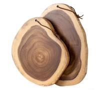 Thai Acacia Wood Cutting Board Irregular Round Design for Bread Fruits & Cheese Natural Solid Wood Kitchen Board (Size L 31-37 cm)
