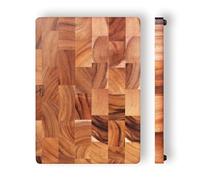 Thai Acacia Wood Grande Rectengular Cutting Board w/Footer, best for chopping serving butcher board, prep station, kitchen deco, cheese, meat, bread, 15.7"x11.2" / 17.7”x 1.8” (Medium)