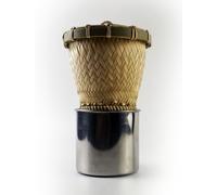 Thai Bamboo Sticky Rice Steamer Basket with Lid and mug - Traditional Handwoven Wicker Container for Steamed Rice - Natural Keep-Cooked Warm Food Holder for Asian Cuisine & Table Decor (Tiny-4.25 in