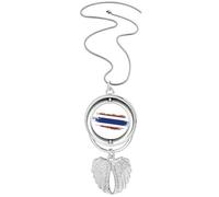 Thai Bangkok Thailand Flag Art Illustration Pendant Angel Wings Rotating Necklace Jewelry