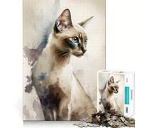 Thai Cat Watercolor 1000 Piece Jigsaws for Teenagers Puzzle Wise Think Toy Simple Fun Tight Cut Santa Wish Pick (38x52cm)