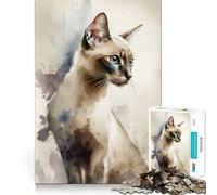 Thai Cat Watercolor 1000 Pieces Puzzles for Teenagers Boost Recall Relaxing Fun Accurate Edge Thoughtful Gift (38x26cm)