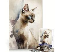 Thai Cat Watercolor Jigsaw Puzzles for Teenagers 1000 Piece Raise Memory Leisure Time Clean Edge Lovely Present (50x75cm)