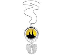 Thai Culture Shadow Temple Pendant Angel Wings Rotating Necklace Jewelry