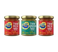 Thai Curry Paste Set, Red and Green Curry Paste, 170g Each, Medium Spice, Vegan, No Artificial Colours or Preservatives, 4 Servings,2 flavours,Pack Of 3