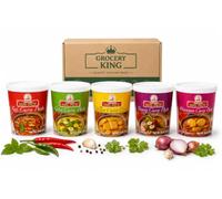 Thai Curry Paste Variety Pack | 5 x 400g Mae Ploy Curry Pastes | Red, Green, Yellow, Panang & Massaman | Authentic Thai Cooking Bundle | Total 2kg Grocery King
