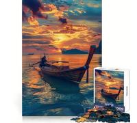 Thai Fisher Boat At Sunset Teenagers 1000 Piece Jigsaw Puzzle Think Smart Toy Bonding Time Smooth Cut Santa Wish List (38x26cm)