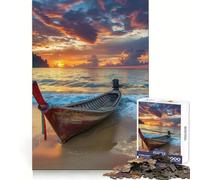 Thai Fisher Boat On Beach Puzzles for Adults 1000 Pieces Brain Challenge Toy Calm Mind Clear Cut Art Collection Piece (38x26cm)
