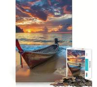 Thai Fisher Boat On Beach Puzzles for Adults 1000 Pieces Brain Challenge Toy Calm Mind Clear Cut Art Collection Piece (38x26cm)