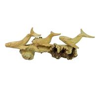 Thai Gifts 3 Hand Carved Humpback Whales On Parasite Wood