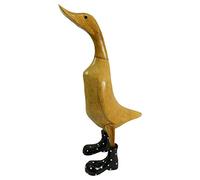 Thai Gifts Bamboo Duck with Black Wellington Boots, Approx. H40cm - Quirky Wooden Ornaments for Indoor & Outdoor Use - Cute Room Decor & Fun Animal Themed Gift Idea - Unique Garden & Home Sculpture