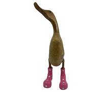 Thai Gifts Bamboo Duck with Pink Wellington Boots, Approx. H40cm - Quirky Wooden Ornaments for Indoor & Outdoor Use - Cute Room Decor & Fun Animal Themed Gift Idea - Unique Garden & Home Sculpture