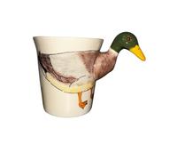 Thai Gifts Handmade Ceramic Animal Mug, Mallard Duck Design - Unique, Hand-Painted Coffee Cup with Fun 3D Duck Handle - Durable & Dishwasher Safe - Cute Autumn Mugs, Ideal Christmas & Birthday Gift
