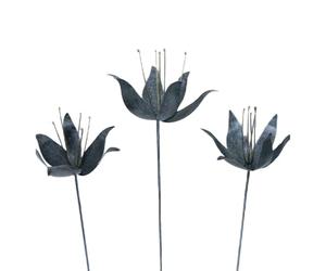 Thai Gifts Set of 3 Handcrafted Metal Lily Flowers, Silver, 100cm Tall