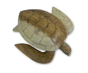 Thai Gifts Wooden Hand Bowl Carved Turtle With Lid