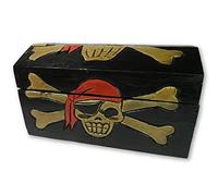Thai Gifts Wooden Pirate Treasure Chest - Medium, Black