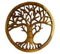 Thai Gifts Wooden Tree of Life Carving Wall Art Tile Plaque - Tree of Life 30cm