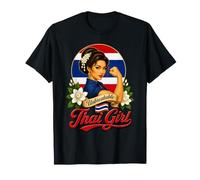 Thai Girl Thailand Flag Pride Woman Roots T-Shirt
