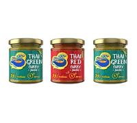 Thai Green and Red Curry Paste Set, Medium Spice, 170g Jars, Vegan, No Artificial Colours or Preservatives,2 flavours,Pack Of 3