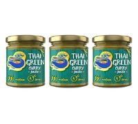 Thai Green Curry Paste, Medium Heat, Vegan Cooking Paste with Lemongrass and Lime Leaves, 170g Glass Jars, Pack of 3
