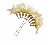 Thai Hair Fork Large Vintage Fairy Bride Hair Accessories Headwear Solid Color Chinese Style Side Clip Beach(Yellow)