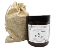 Thai Lime & Mango Soy Wax Candle 200g, Exotic Citrus Fruity Scent, Cotton Wick, Glass Tumbler