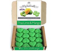 Thai Lime & Mango Wax Melts: 16 x5g PCS Heart Shaped Candles Gifts for Women, Vegan & Pet Friendly, Cruelty & Plastic Free, Mango and Lime Scented Wax Melts