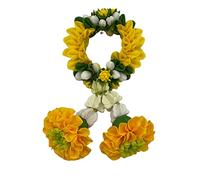 Thai Marigold Garland / Handmade Clay Flowers for Souvenir, Gift, Good Luck, Congratulations, Worship Item / Diameter 2.25”