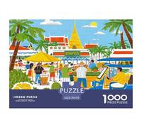 Thai Market Wooden Jigsaw Puzzle Waterproof 1000 Piece Puzzles for Adults Impossible Challenging Games