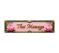Thai Massage Floral Frame Design Tin Sign Vintage Metal Poster Retro Bar, Home, Man Cave, Kitchen, Laundry Room Wall Art Decor Gift 4x16 Inch