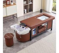 Thai Salon Shampoo Massage Bed with Footbath, Shampoo Basin, Water Circulation & 2L Fumigation Machine, Professional Head Foot Spa Bed for Beauty Salon