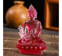 Thai-style Medicine Buddha Statue - Handmade Resin Sculpture, Retro Zen Ornament for Home & Office Decor, Thai Buddhist Craft, Desktop Figurine (Red)